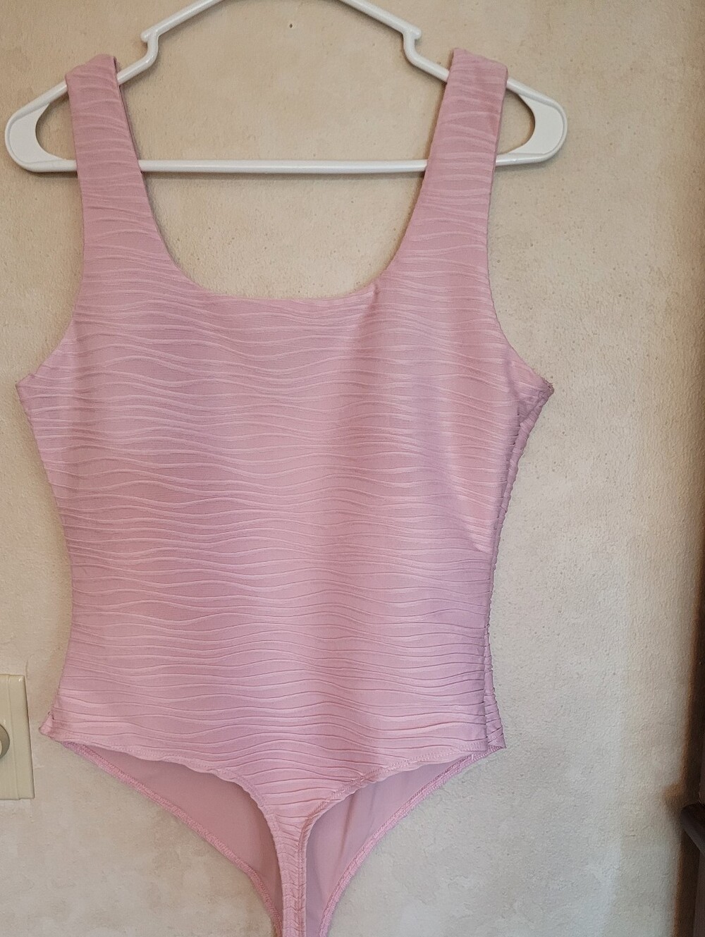 Textural Tank Style Bodysuit Blush Pink Large Never Worn